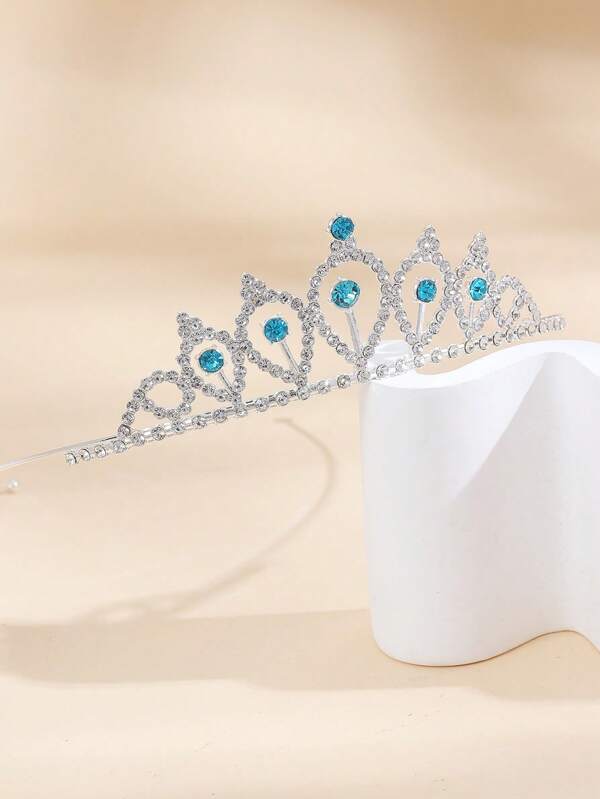 1pc Elegant Glass Headpiece Crown, Suitable For Banquet, Birthday Party