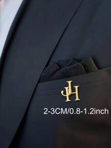 Customized Initial Brooch, Personalized Couple Letter Wedding Brooch, Stainless Steel Lapel Pin For Gentlemen, Groomsman Brooch, Teacher's Day Gift, Fashionable Jewelry For Men