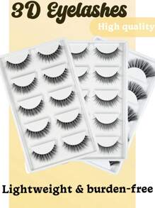 20pcs/Box 3D Natural Fluffy, Dramatic, Luxurious High-Quality False Eyelashes, Soft & Reusable Full Strip Style Lashes, Random Styles