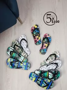 Paquete de 5 sandalias para caballero, sencillas, prácticas y multifuncionales. - Negro - Ver 1