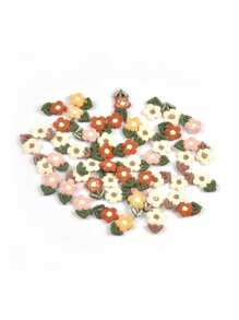 20/10Pcs Multicolor Floral Lace Fabric Patches, 0.55x0.87 Inches, DIY Craft Supplies For Bags, Clothing Accessories, Hair Accessories, Hairpin Accessories And Sewing Projects, Cute Knitted Clothing Accessories - Bright Orange, Pink, White, Green Leaf Pattern, Sewing Supplies