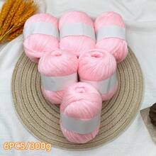 Set de 6 piezas de hilo de seda de lujo - Paquete de 6 piezas/300g de hilo tejido suave, adecuado para suéteres, bufandas, sombreros, mantas para bebés, etc., disponible en múltiples colores - Fibras de alta calidad, adecuado para tejer y ganchillo.