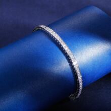 MDFUN 2*2毫米方形网球手链，18K白金镀层，镶嵌立方氧化锆，女士款，尺寸6.5-8.5英寸 - 白色 - 查看 4