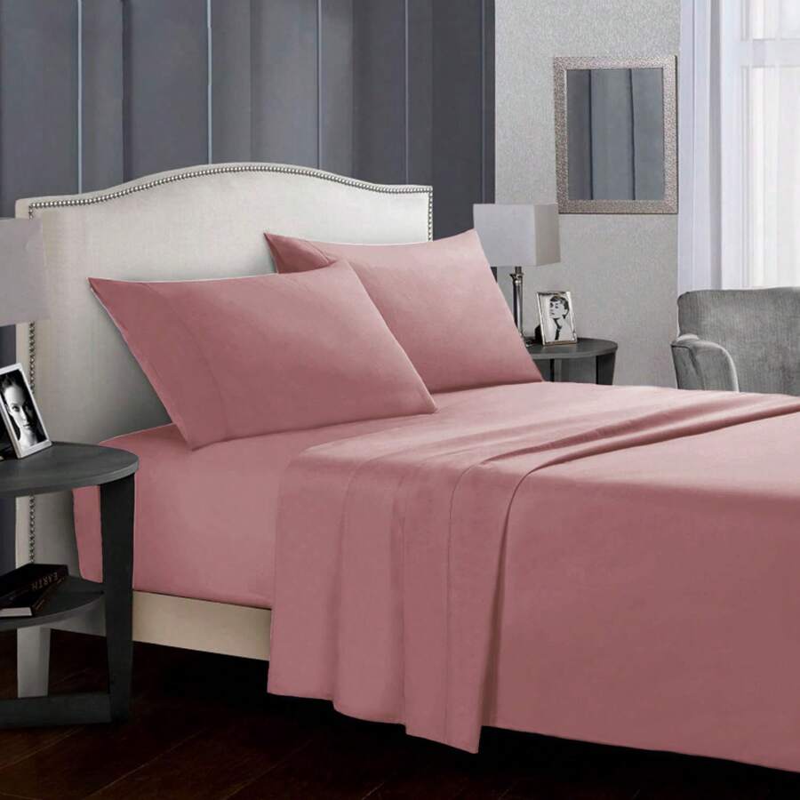 Farfallarossa 纯色涤纶床单（1 件） - 优质材料，优雅设计，柔软舒适，营造奢华的休息体验，适用于各种床型。