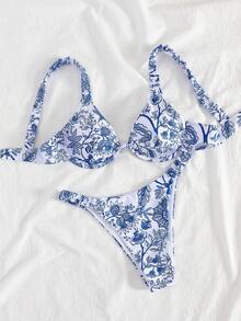 Dwuczęściowy zestaw bikini dla kobiet, europejski i amerykański nowy modny strój kąpielowy, oddzielny kostium z fiszbinami, szeroki pasek, elastyczny pas, świeży styl na wakacje na plaży