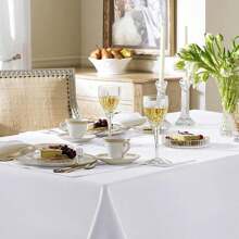 6 Pack Rectangle Tablecloth 60X102 Inch White Table Cloth Stain And Wrinkle Resistant Washable Polyester Fabric Table Cover For Party, Wedding And Banquet Decoration