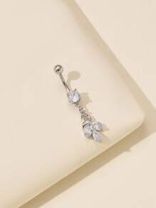 1 件女士时尚肚脐环，带长流苏，肚脐穿孔首饰，适合日常佩戴 - 銀色 - 查看 1