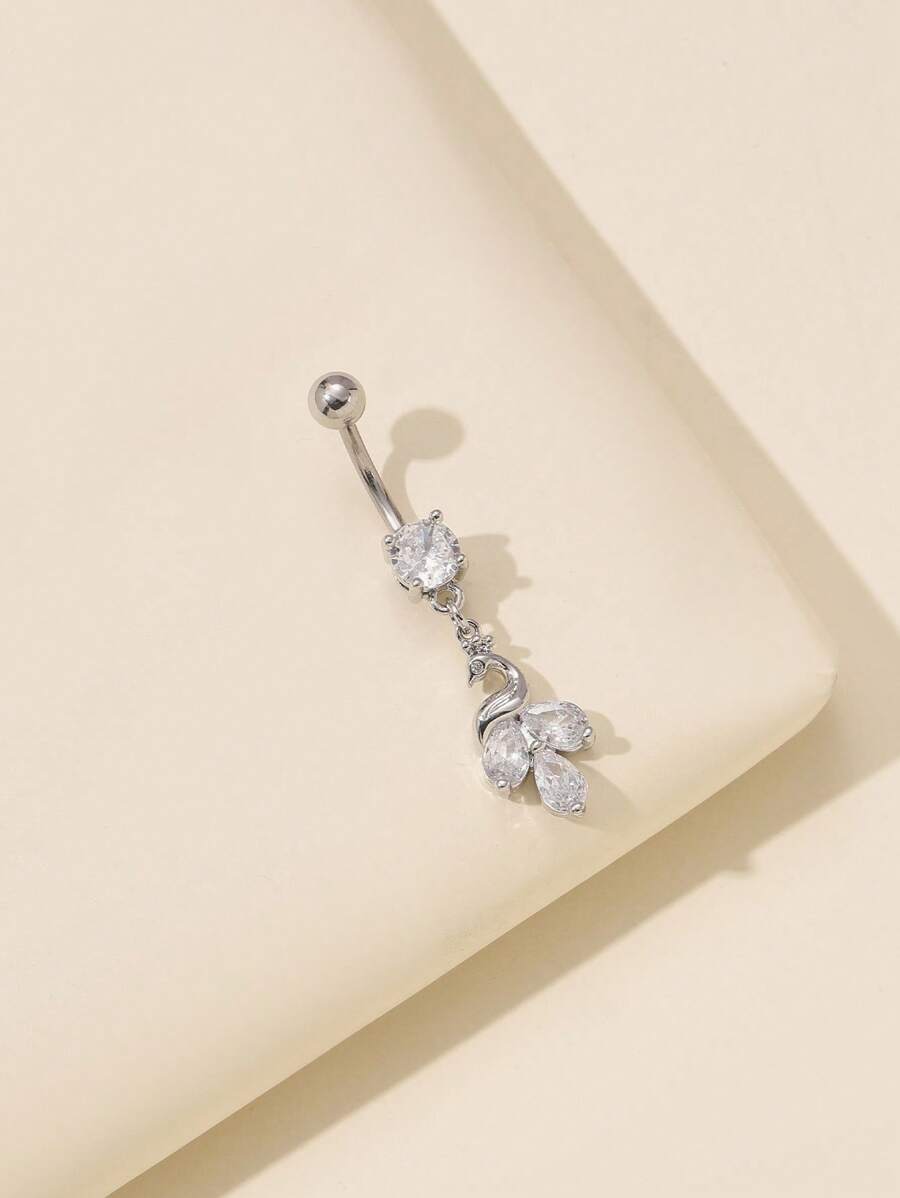 1 件女士时尚肚脐环，带长流苏，肚脐穿孔首饰，适合日常佩戴 - 銀色 - 查看 1