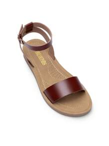 Women'S One Band Ankle Strap Buckle Flat Sandals - màu nâu - Xem 5