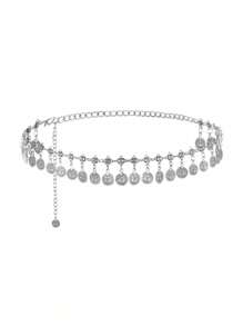1 chiếc dây xích thắt lưng kim loại phong cách Bohemian dùng để múa bụng - Bạc - Xem 1