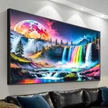 成人数字油画套装 - 80x40cm 画布，简易丙烯画套装，带画笔和颜料 - 非常适合作为生日、父亲节、圣诞节、母亲节的家居装饰和礼物 - 彩色 - 查看 3