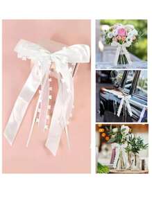 10/20pcs Wedding Bowknots Ribbon White Wedding Cars Chairs Bow Decoration DIY Bouquet Gift Wrapping Satin Ribbon Xmas Home Decor