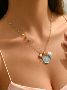 1pc European & American Punk Style Eyes & Palm Print Ladies Necklace