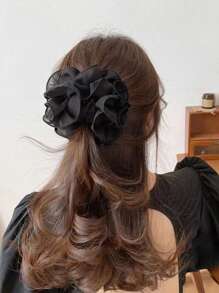 1pc Fashion Elegant Delicate Lace Rose Hair Claw, Suitable For Party And Ball Wear Hair Clips Hair Jaw, Casual Fall Winter Hair Accessories For Women For Vacation Outfits Woman Flower Hair Clip Summer Beach Holiday Essential - Black - View 7