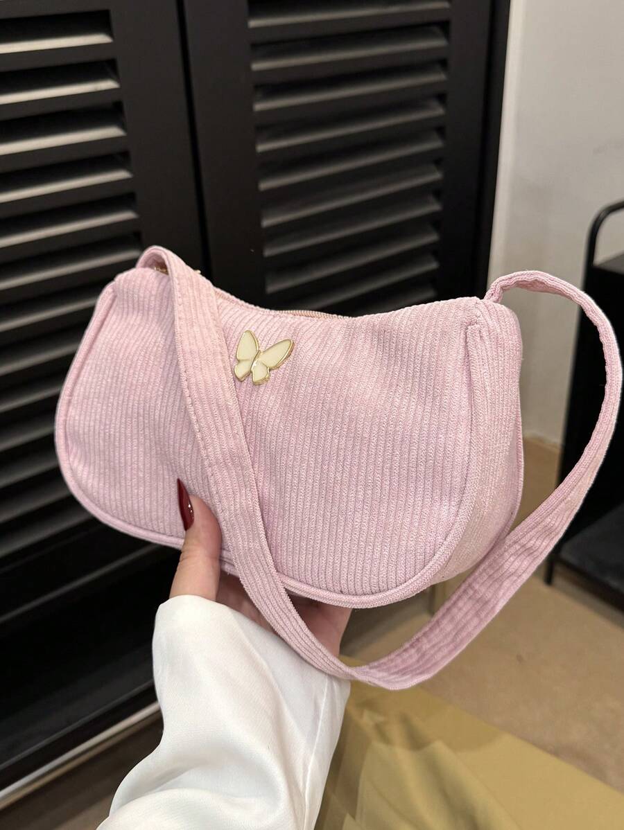 Bolso de hombro ligero y casual de unicolor, adecuado para el uso diario de las mujeres en primavera y verano - Rosa - Ver 1