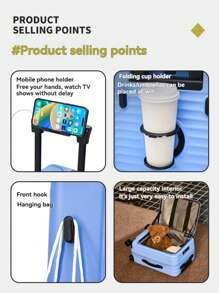 20 Inch Functional Boarding Case, Portable Suitcase With Cup Holder, Luggage With Password Lock,Solid Color Luggage Case Set : Portable Square Handside Handbag & Large Capacity Handside Travel Suitcase With Password,Large Capacity Suitcase, Functional Travel Trolley Case, Boarding Case & Luggage With Cup Holder