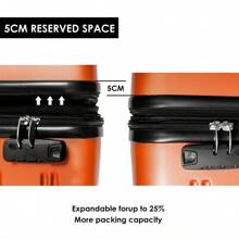 ABS Hard Shell Travel Trolley Suitcase 4 Wheel Luggage Set Hand Luggage, 28", (Black/ Golden/ Purple/ Orange/ Red) - Orange - View 6