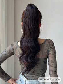 24 Inch Brown Wavy Thermoplastic Synthetic Ponytail Hair Clip, For Daily Use - Brown - View 3