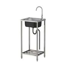 Outdoor Garden Sink Free Standing,Portable Stainless Steel Sink Freestanding Stainless Steel Sink With Storage Shelve And Faucet Deep Kitchen Sink Outdoor And Indoor Easy To Clean