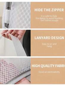 1Set White Laundry Wash Bag With Handle And Honeycomb Mesh,Large Capacity Mesh Laundry Bags,Thick Fine Mesh Washing Machine BagSuitable For Bra, Delicates,Sweather,Hosiery, Lingerie,Laundry Basket - White - View 6