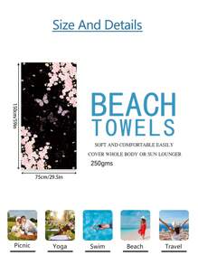 1pc Prachtige Bloemen Stranddeken, Extra Zachte Microvezel Extra Grote Strandhanddoek, Zeer Absorberende Badhanddoek, Geschikt Voor Reizen, Zwembad, Duiken, Surfen, Yoga, Kamperen, Verschillende Maten, Strandaccessoires Zomer, Vakantie