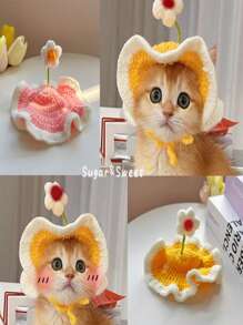 Pet Cat Hat Springfield Flower Cute Headgear Dog Headgear Hand-Woven Decorations