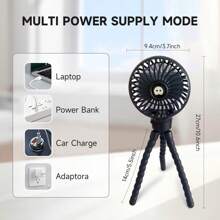 BOOQIBOY Rechargeable Octopus Fan Mini Fan Can Be Held, Hung, Wound Or Stood. Suitable For Home, Commuting, Outdoor, Cycling, Adult, Children And Baby Strollers. Made Of ABS+ Silicone Skin-Friendly Material, It Is Light, Beautiful, Portable And Practical. Multi-Functional Tripod That Can Be Twisted Freely. Large Capacity Battery. Charging Time: About 2 Hours. Usage Time: About 150-480 Minutes. Power: 3w Includes The Main Unit And Type-C Charging Cable - mini八爪魚小風扇 - 查看 4