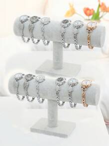1pc/2pcs Single Layer Linen/Velvet Bracelet Holder Jewelry Display Stand, Watch Holder, Headband Organizer For Jewelry Shop Counter
