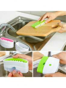 2pcs Kitchen Detachable Cleaning Brush, Creative Kitchen Knife, Fork, Chopsticks Cleaning Brush, Melon And Fruit Cleaning Brush, Suction Cup, Knife Brush