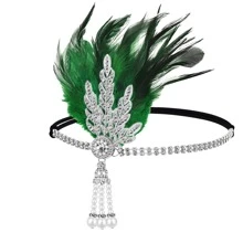 1pc 1920s Style Rhinestone Leaf Headband For Women, Christmas Party Makeup Ball Masquerade, Festive Party Headpiece - A - View 9