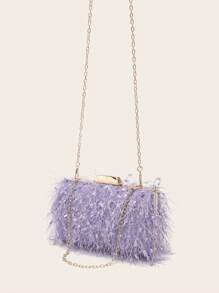 Ví cầm tay dự tiệc xích kim loại thanh lịch dành cho nữ - Màu tím - Xem 6