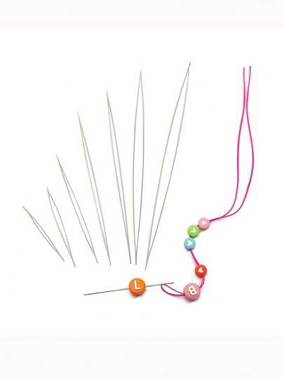 Set de 5 piezas de herramientas de acero inoxidable para hacer bisutería, incluye agujas para cuentas, agujas de ojo grande, agujas abridoras y accesorios para enhebrar collares hechos a mano