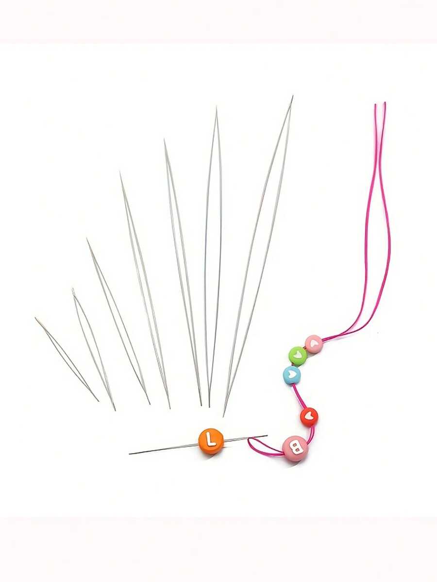 5pcs Stainless Steel Beading Tool Set, Includes Beading Needles, Big Eye Needles, Opener Needles And Handmade Necklace Stringing Accessories
