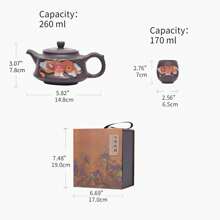 Purple Clay Teapot Golden Dragon Totem High Temperature Color Change Dragon Phoenix Chengxiang Purple Clay Tea Teapot Kung Fu Tea Festival Tea Set (Teapot +2* Teacups)