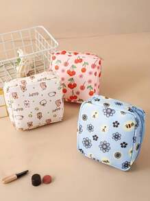 Sanitary Napkin Storage Bag, Portable Cosmetic Lipstick Bag, Cosmetic Lipstick Bag, Large Capacity Waterproof Cartoon Design, Coin Purse, Girl Cash Bag, Waterproof Cloth For Storage Of Sanitary Napkins And Pads