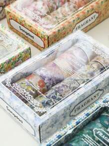 18 Rolls/Box, Vintage Floral Botanical Pattern Washi Tape, Floral Pattern Design Spring Beautification Handbook Decorating Materials, Scrapbook Decorative Paper Tape And Album Border Decoration Masking Tape