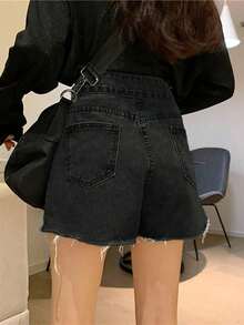 夏季休闲破洞磨边宽松牛仔短裤