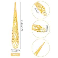 30 件金色指甲爪钉 4.7 英寸长指甲爪子指甲尖爪环古代女王服装指尖爪钉环指甲保护器适用于万圣节角色扮演戏剧舞蹈表演 - 金色 - 查看 4