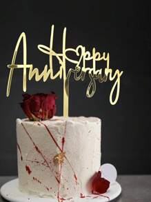 4Pcs Luxury Acrylic Happy Anniversary Cake Topper - Shimmering Reusable Decor For Anniversary Cakes Timeless Decor For Anniversary Cakes, Vow Renewals, Yearly Milestones, Festive Events, 50th Anniversary, Romantic Dinner, Photo Props, Wedding Cakes, Bridal Showers, Couple Gifts, Family Celebrations - View 4