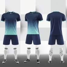 2pcs Personalized Tween Boys Soccer Jersey- Customized Name,Number And Picture Print Short Sleeve T-Shirt+Shorts Sports Set Spring/Summer