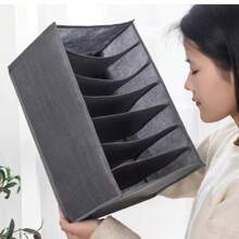6 Grids With Washable Foldable PP Board Clothes And Trousers Storage Box - 深灰色 - 查看 6