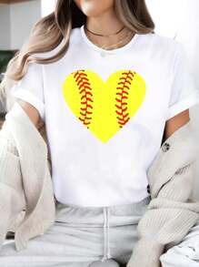 Softball Apparel For Men, Women & Kids Who Love Softball T-Shirt - Women's 100% Cotton Casual Short-Sleeved Crew Neck T-Shirt For Spring And Summer - Comfortable, Relaxed Fit, Printed Graphic Tee