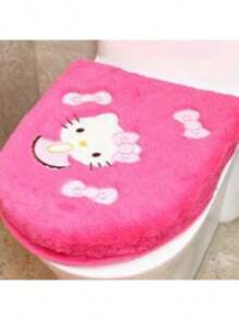 Sanrio Hello Kitty 3pcs Bathroom Set: Soft & Absorbent Carpet, Contour Mat & Toilet Seat Cover - Cozy Polyester Blend For Comfort & Style, Sanrio Bathroom Decor Fall Decor