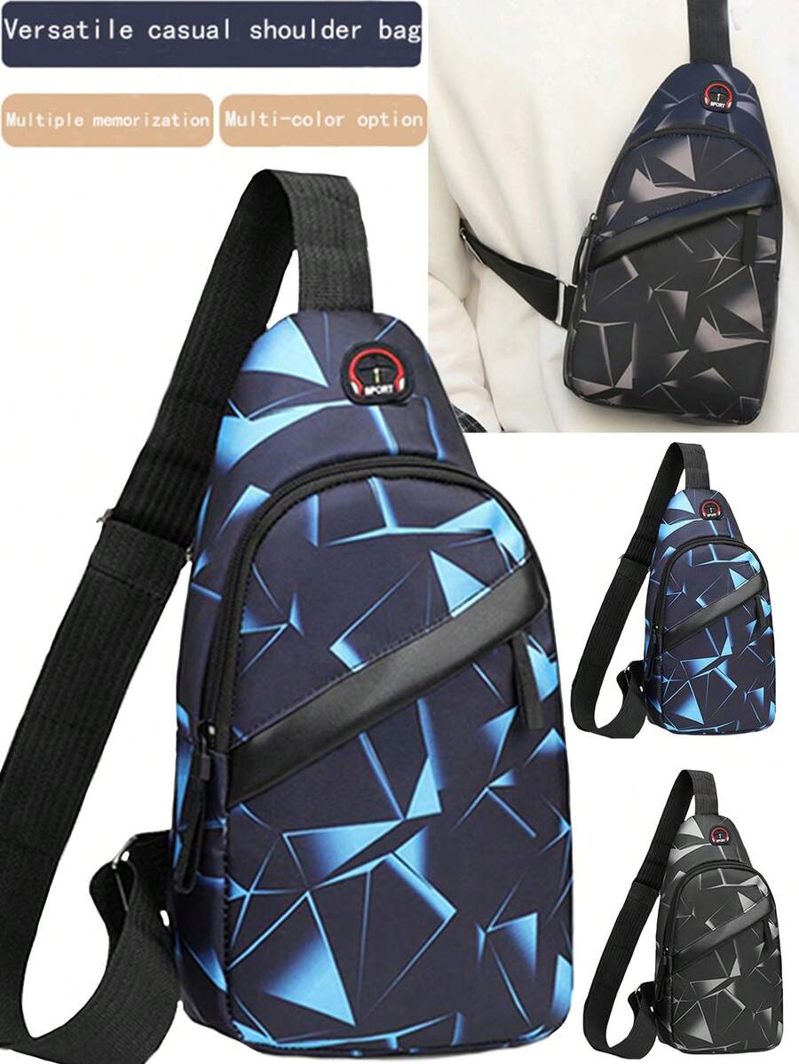 韩版男士时尚迷彩胸包单肩包斜挎包牛津布休闲包帆布小背包 - 彩色 - 查看 1