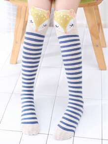 1 Pair Cartoon Children Breathable Knee-High Socks, Suitable For Everyday Wear