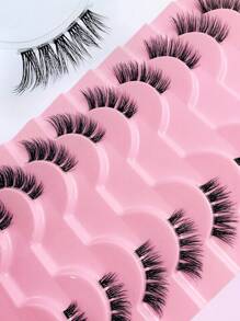 10 对半眼假睫毛，自然分离 3d 浓密卷曲睫毛延长，适合女性日常化妆，眼外角睫毛加长