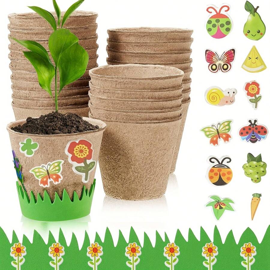 10 Sets Garden Paper Craft Kit Planting Kit Pot Foam Flower Pots Bulk Craft Kits Flower Planting Growing Kit Flower Pot Crafts For DIY Painting - Multicolor - View 1