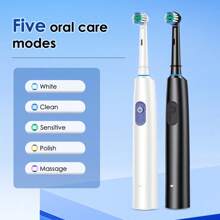 电动牙刷成人充电式牙刷 5 种模式旋转电动牙刷 带 4 个替换软刷头 - 彩色 - 查看 6