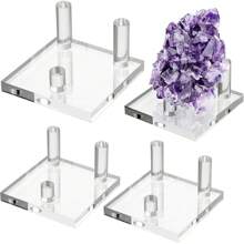4 Packs Clear Acrylic Display Stand, Three-Peg Display Easel Stands For Fossil Coral Geodes Rock Mineral Agate Small Collectibles