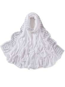 1 Stück Damen Jersey-Schal mit schwer bestickter Bordüre in Unifarbe, eleganter Strass-besetzter Schal mit Malay-Strass, langer Jersey-Hijab-Schal, afrikanisches Kopftuch, geeignet als Reise-, Urlaubs- und Party-Accessoire für Damen